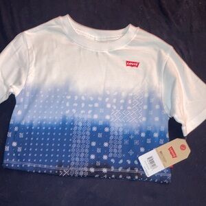 Levi's Kids White and Blue Patterned Tee